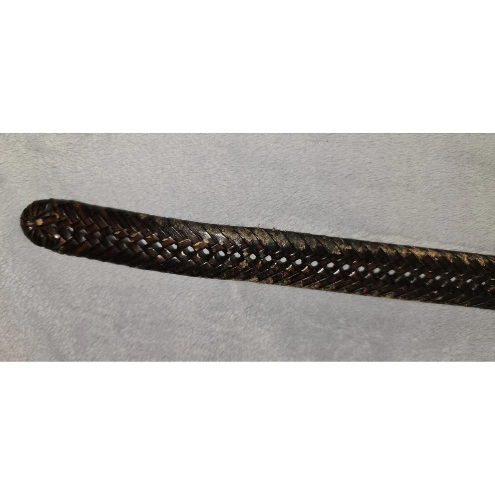 Mens Brown Braided‎ Genuine Leather Belt Silver Buckle 44/110 10003-88